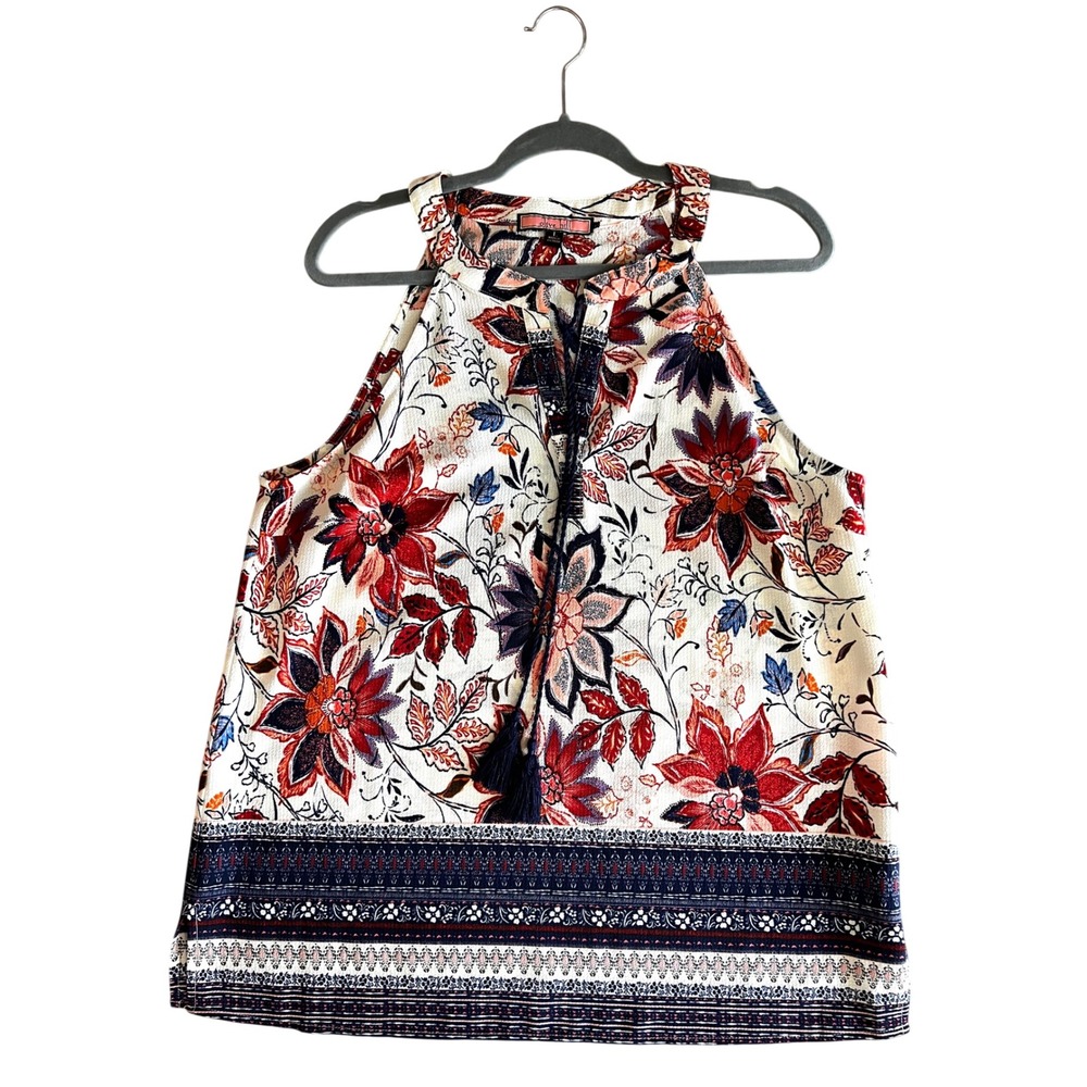 Anthropologie Olive Hill Floral Sleeveless Top Size Large Boho Romantic Casual